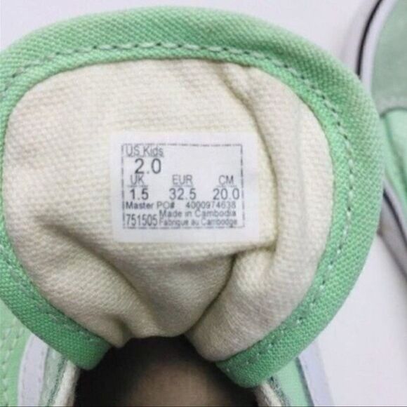 Vans mint green tennis shoes children’s size 2 suede leather - Picture 2 of 9
